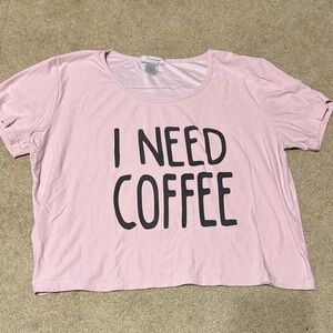 Just My Size Pink 'I Need Coffee' Crop Top